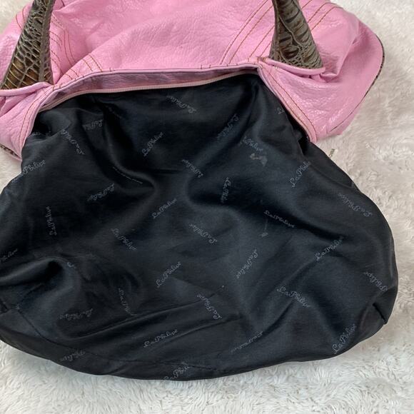 La Philipe faux croc handle oversized pink hobo bag - Picture 14 of 15